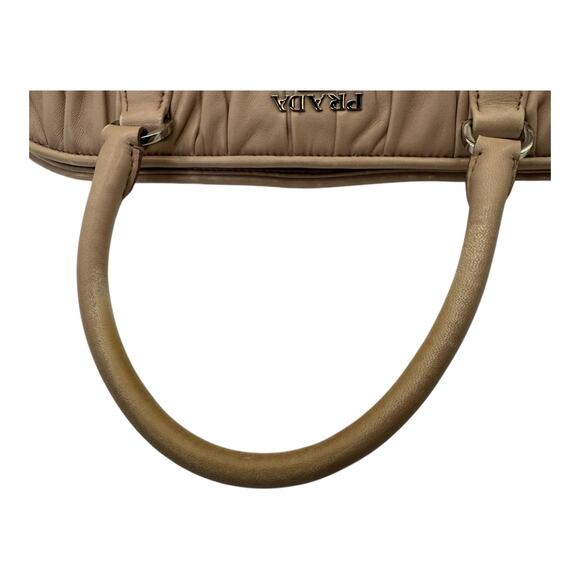 Prada Milano Nappa Gaufre Leather Tote Bag - Ruched Design Beige COA Included - Picture 6 of 12